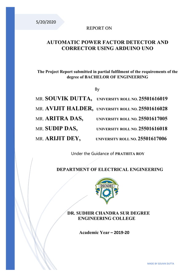 Automatic Power Factor Detection And Correction using Arduino | PDF