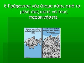 6.Γράφοντας νέα άτομα κάτω από τα6.Γράφοντας νέα άτομα κάτω από τα
μέλη σας ώστε να τουςμέλη σας ώστε να τους
παρακινήσετε.παρακινήσετε.
 