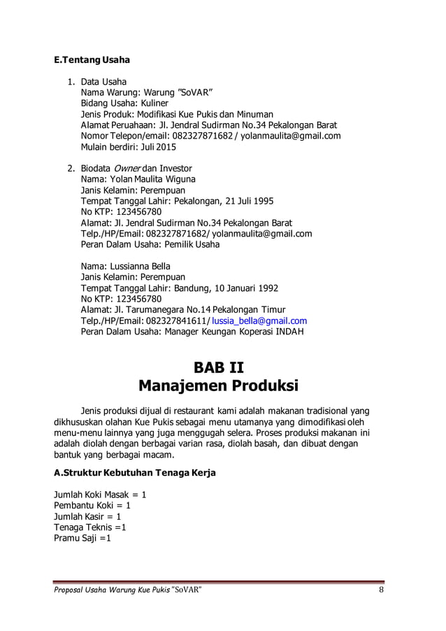 Proposal Usaha Kue Pukis Docx