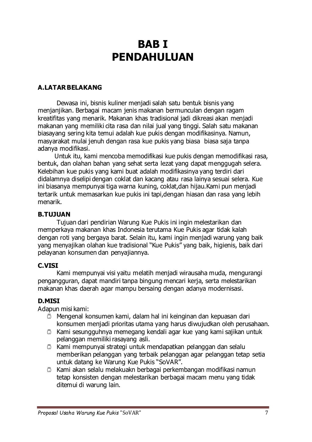 Proposal Usaha Kue Pukis