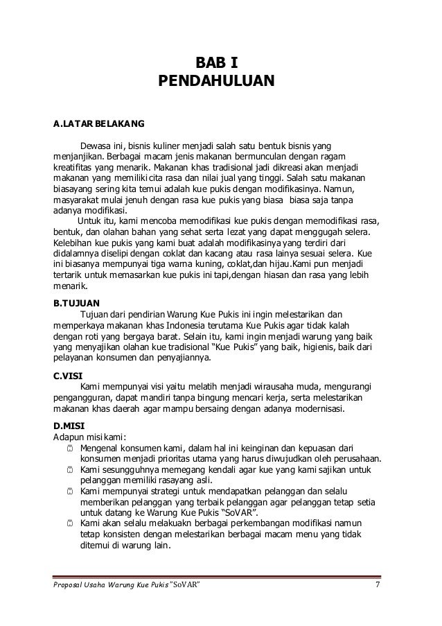 Proposal Usaha Makanan : Doc Contoh Proposal Usaha Makanan Rohmat Tamvan Academia Edu - Meningkatkan kualitas makanan tradisional 3.