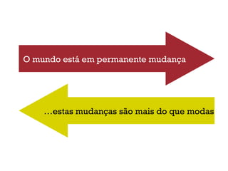 … estas mudanças são mais do que modas O mundo está em permanente mudança 