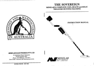 Instruction Manual Minelab Sovereign Metal Detector English Language