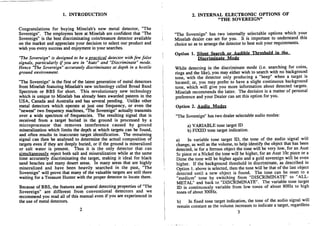 Instruction Manual Minelab Sovereign Metal Detector English Language
