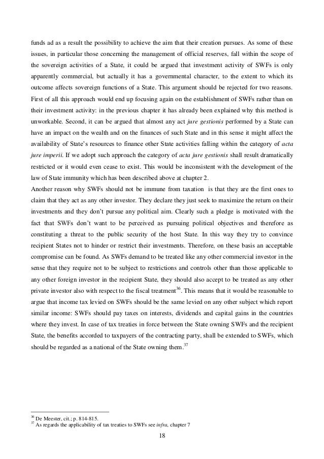 Sovereign Wealth Funds And The Principle Of State Immunity