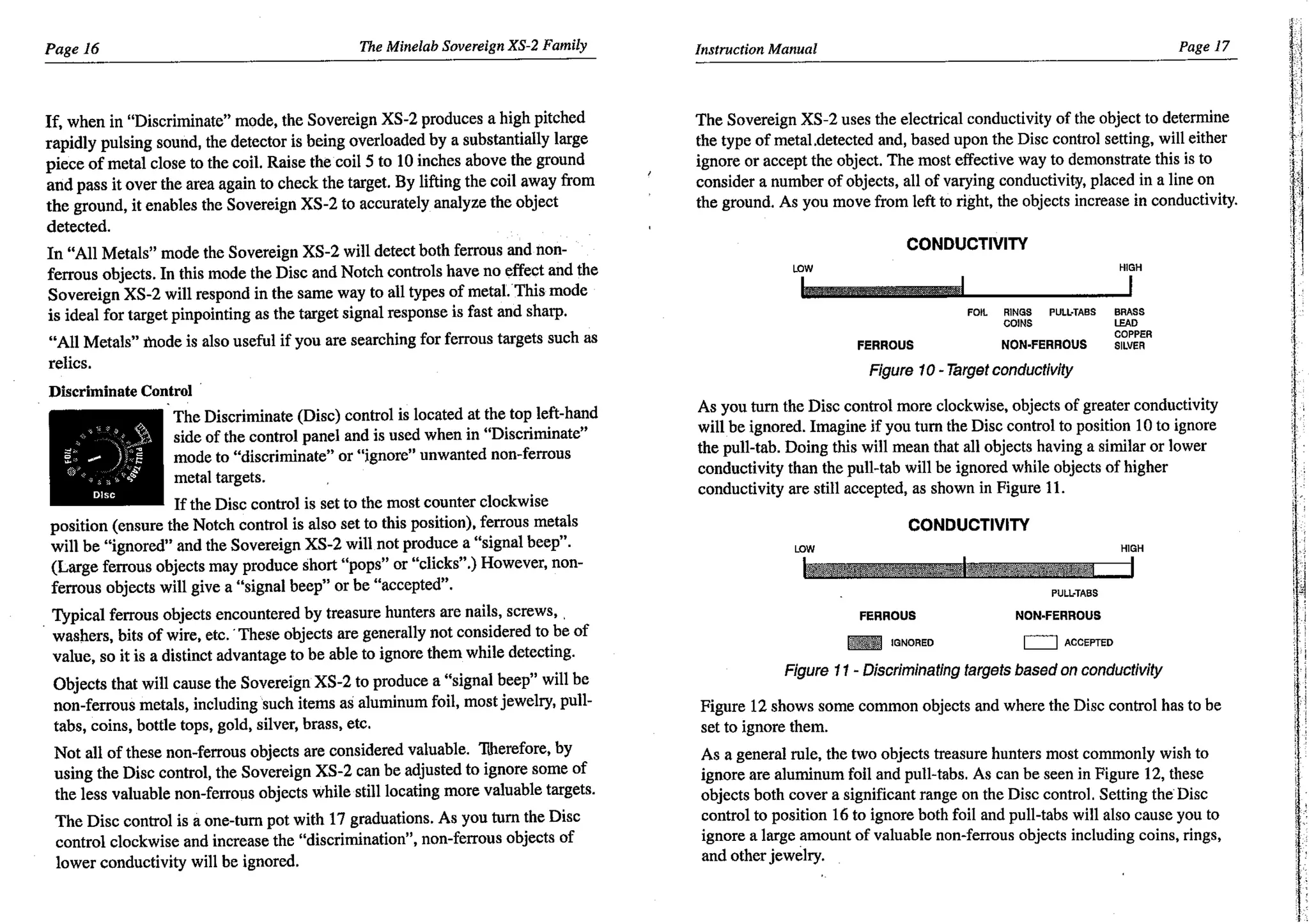Instruction Manual Minelab Sovereign XS-2 & XS-2 Pro Metal Detector English Language