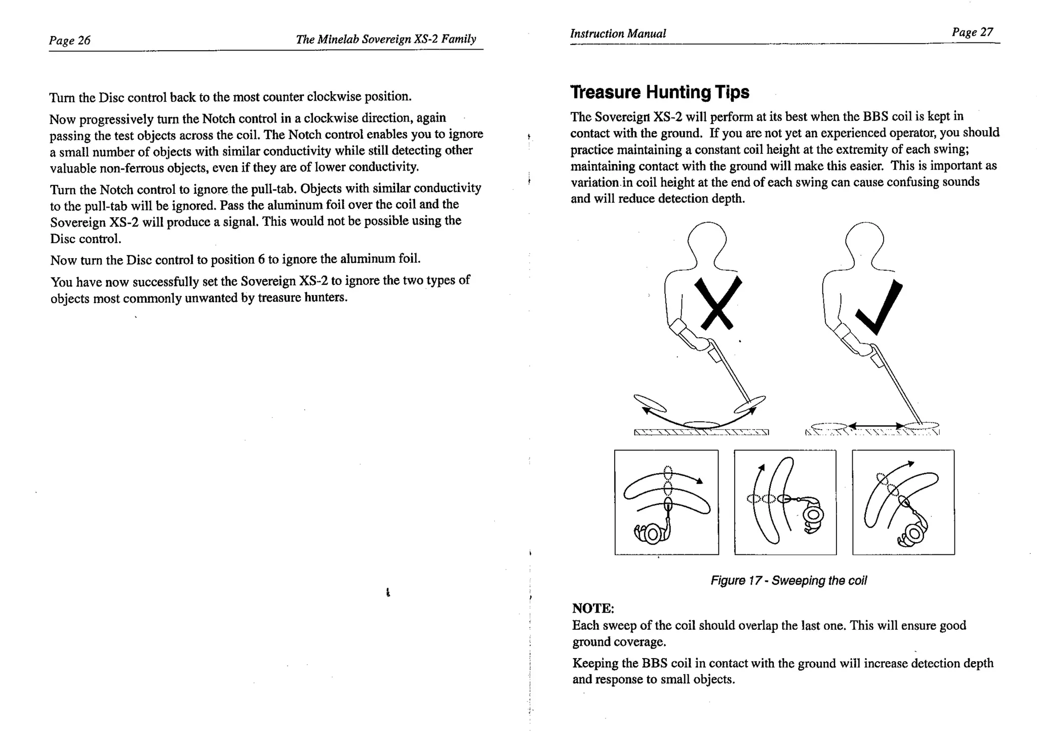 Instruction Manual Minelab Sovereign XS-2 & XS-2 Pro Metal Detector English Language