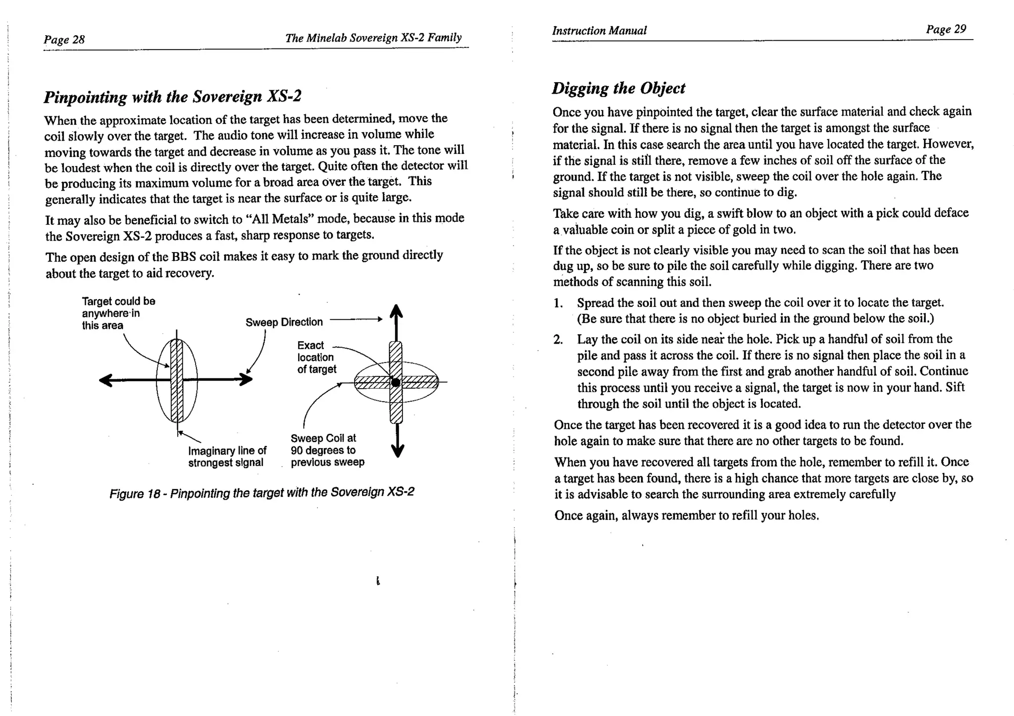 Instruction Manual Minelab Sovereign XS-2 & XS-2 Pro Metal Detector English Language