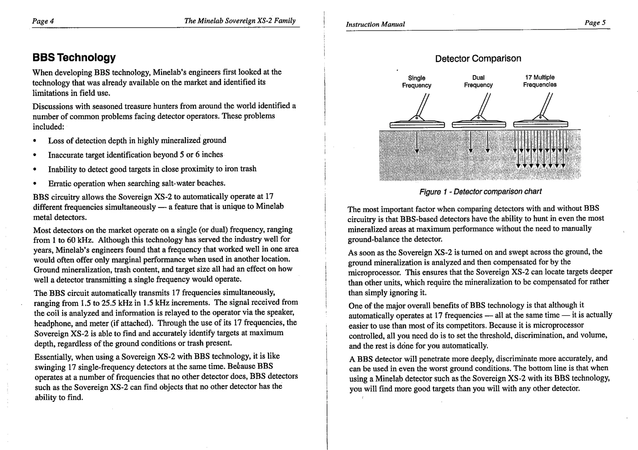 Instruction Manual Minelab Sovereign XS-2 & XS-2 Pro Metal Detector English Language