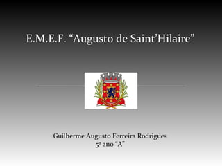 E.M.E.F. “Augusto de Saint’Hilaire”




     Guilherme Augusto Ferreira Rodrigues
                 5º ano “A”
 