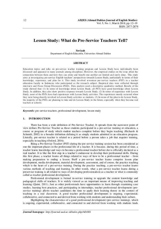 Lesson Study What Do Pre Service Teachers Tell