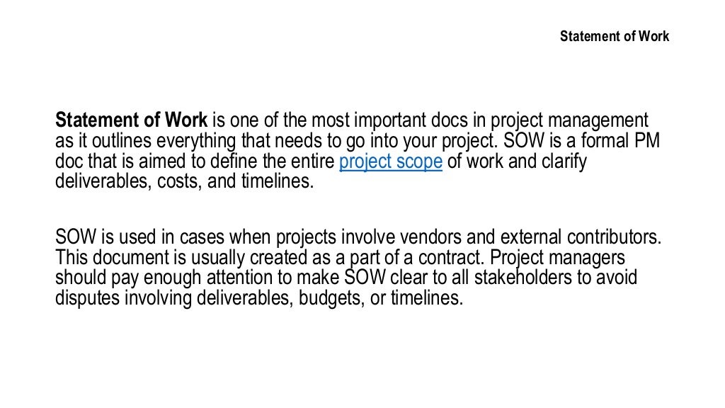 Statement Of Work In Project Management