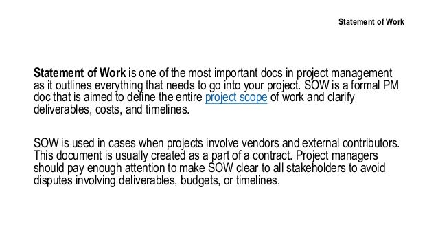 statement of work in project management statement of work contract