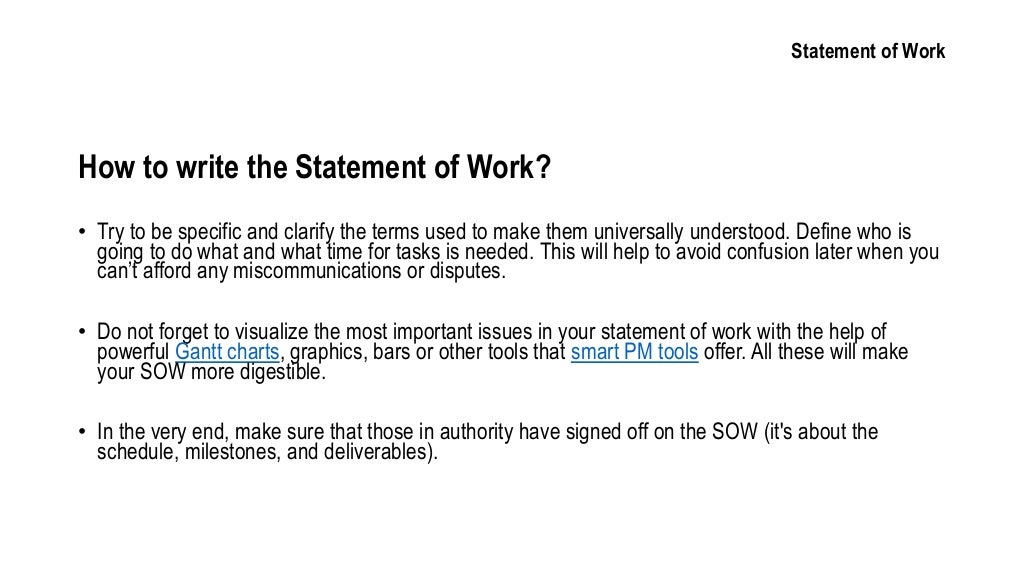 Statement Of Work In Project Management
