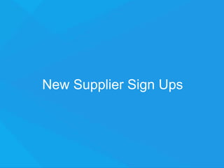 New Supplier Sign Ups
 