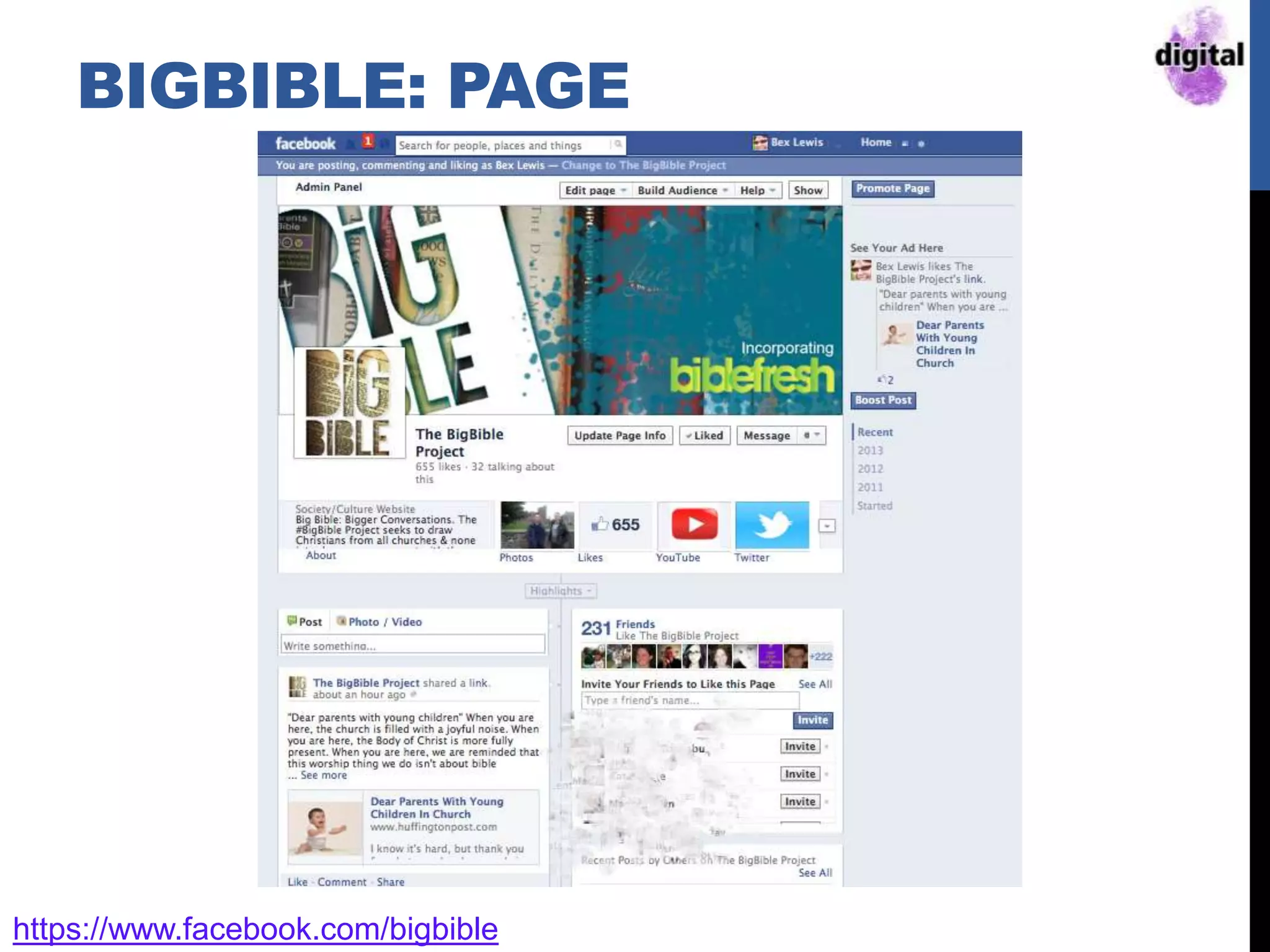 BIGBIBLE: PAGE
https://www.facebook.com/bigbible
 