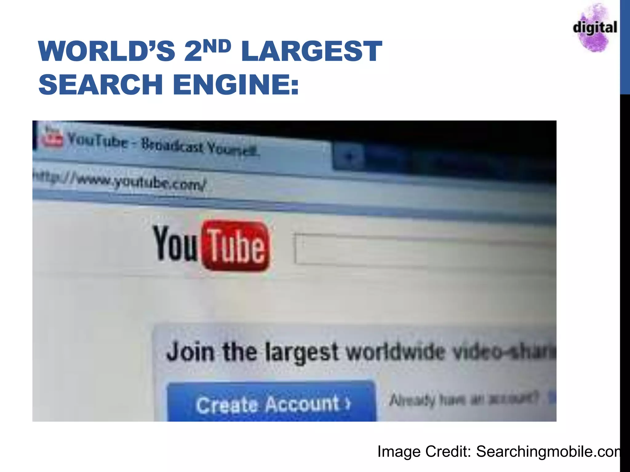 WORLD‟S 2ND LARGEST
SEARCH ENGINE:
Image Credit: Searchingmobile.com
 