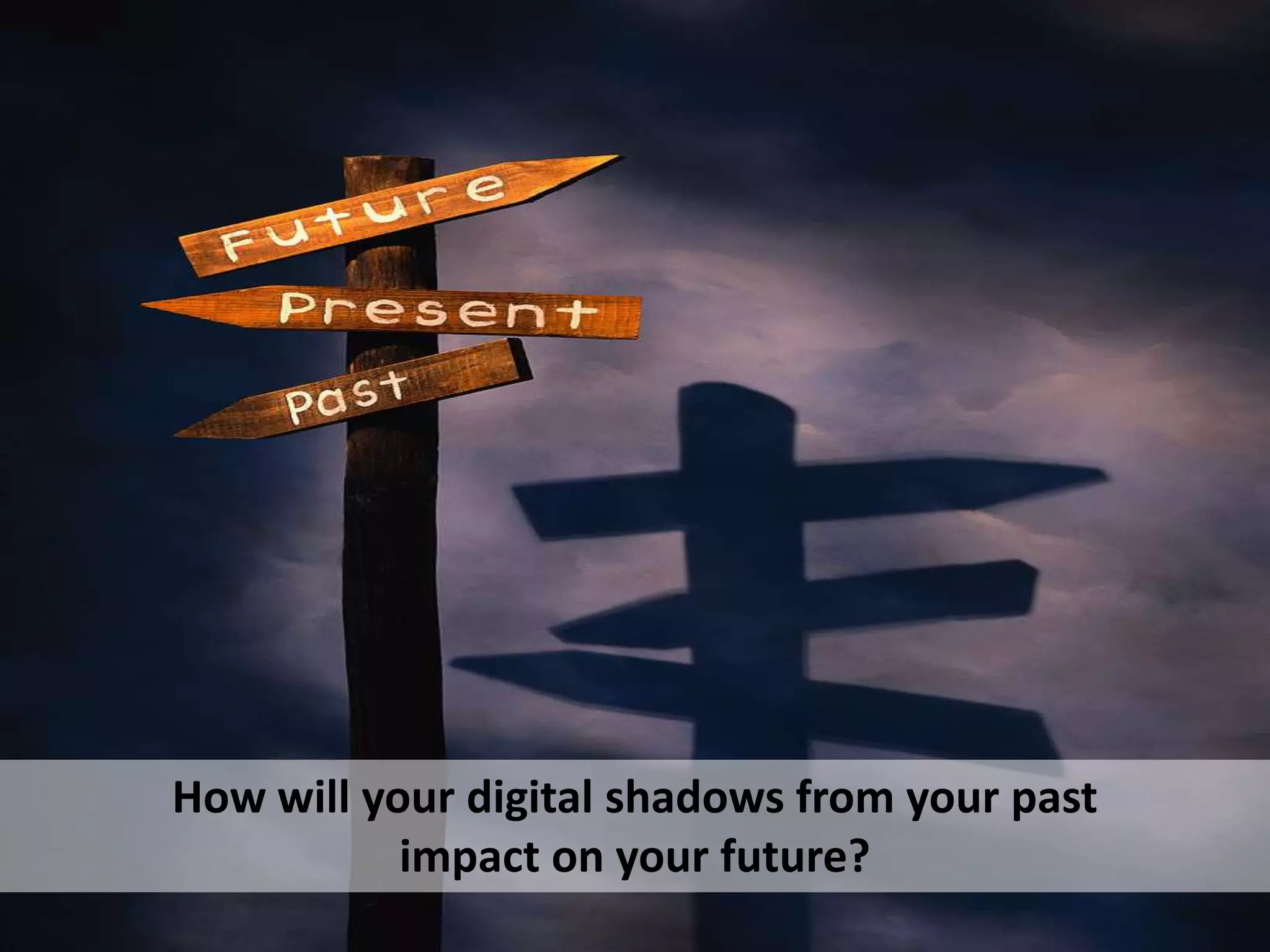 How will your digital shadows from your past
impact on your future?

 