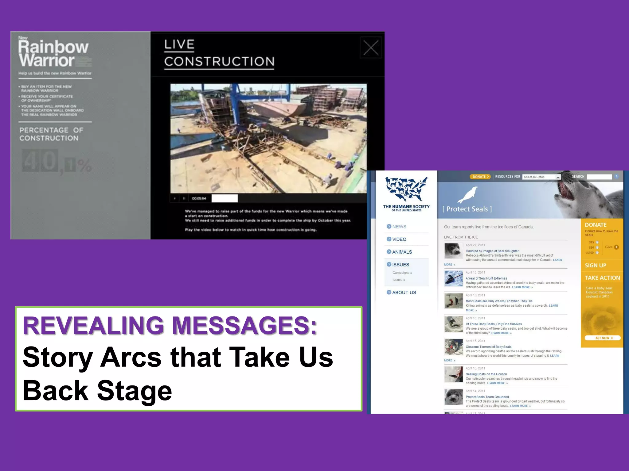 REVEALING MESSAGES:
Story Arcs that Take Us
Back Stage
 