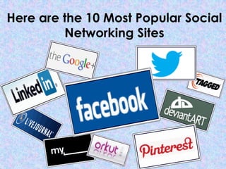 Here are the 10 Most Popular Social
Networking Sites
 