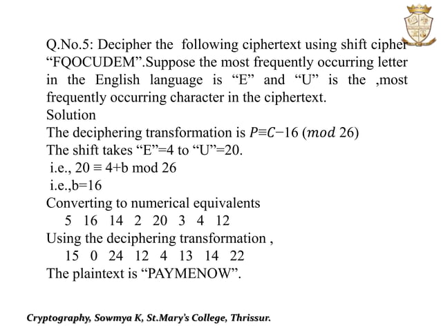 Mathematics:Cryptography | PPTX
