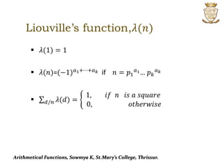 Function Lll Math Mathematics:Arithmetical Functions | PPTX