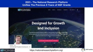 https://nationalresearchplatform.org/
2023 - The National Research Platform
Unifies The Previous 8 Years of NSF Grants
 