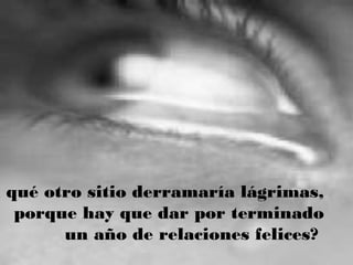 n qué otro sitio derramaría lágrimas,
porque hay que dar por terminado
un año de relaciones felices?
 