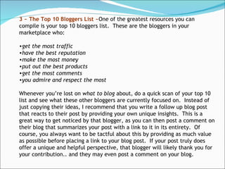 Top 10 Bloggers So, you don’t know what to blog | PPT