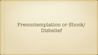 Precontemplation or Shock/
Disbelief
 