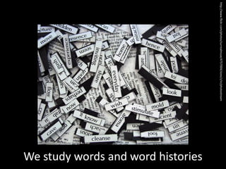 http://www.flickr.com/photos/surrealmuse/4757004/sizes/z/in/photostream   /
                                                                              We study words and word histories
 