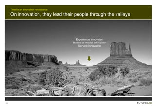 Time for an innovation renaissance

On innovation, they lead their people through the valleys

Experience innovation
Busin...