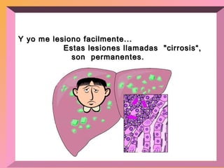 Y yo me lesiono facilmente...  Estas lesiones llamadas  "cirrosis“, son  permanentes.   