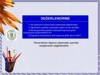 Tamamlanan Gurup öğrenci çalışmaları panoda sergilenerek değerlendirilir.     Tamamlanan öğrenci çalışmaları panoda sergilenerek değerlendirilir.k değerlendirilir.