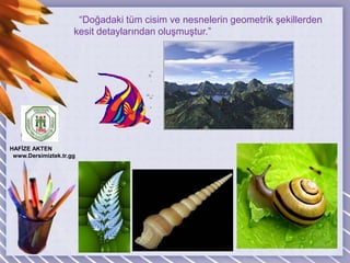   “Doğadaki tüm cisim ve nesnelerin geometrik şekillerden kesit detaylarından oluşmuştur.”HAFİZE AKTEN  www.Dersimiztek.tr.gg