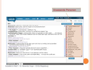 Anwesende Personen




Sozialität im Netz? – Dr. Alexander Unger – OVGU Magdeburg
 