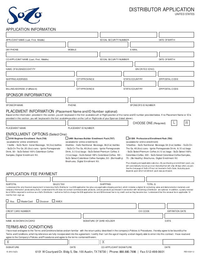 Sozo distributorapplication