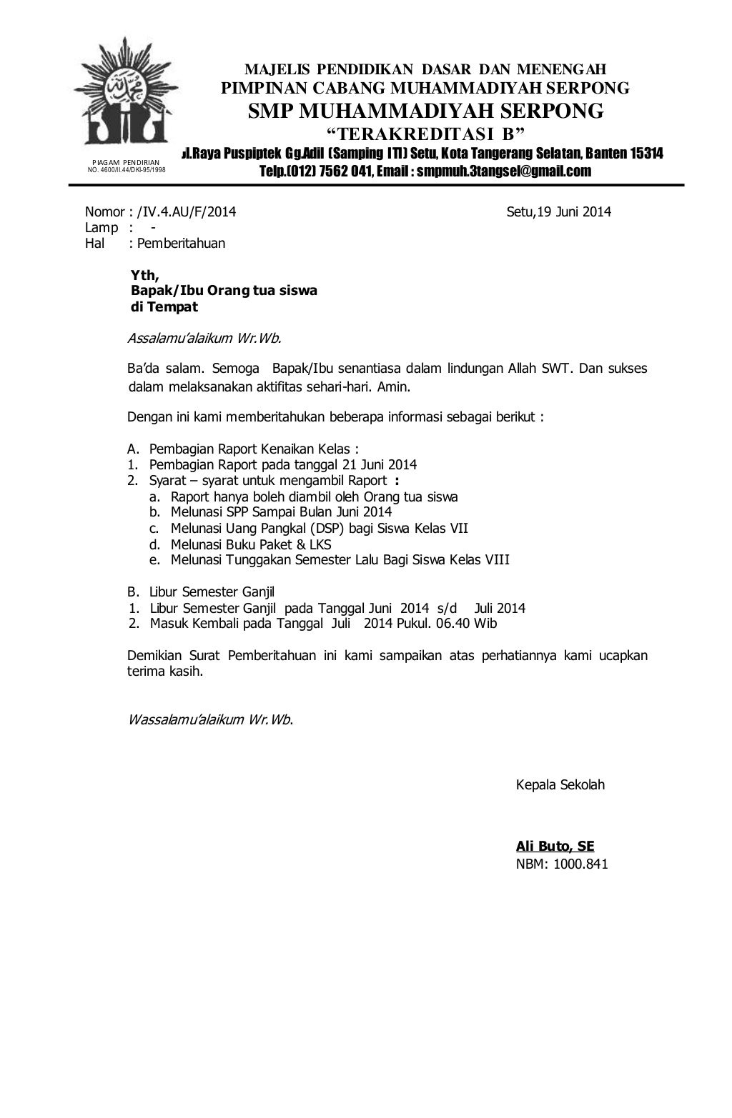 Sp. ambil raport semester