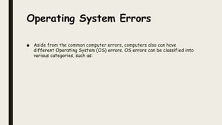 types of error | PPTX | Programming Languages | Computing