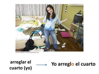 arreglar el cuarto (yo)Yoarreglo el cuarto