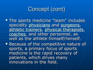 Sports medicine in physical education,bped | PPT