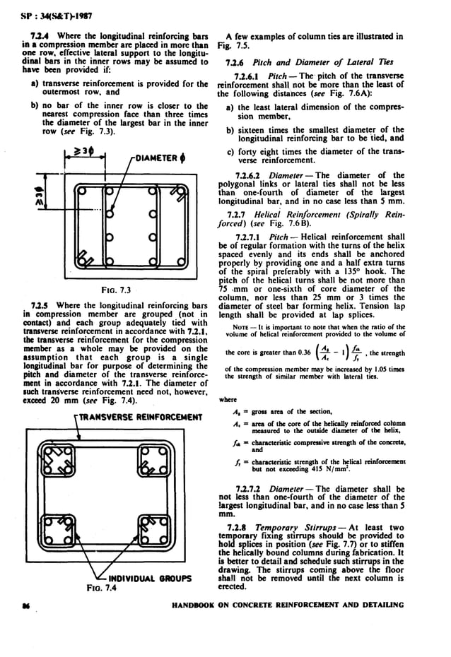 Sp 34-1987 handbook on reinforcement and detailing | PDF
