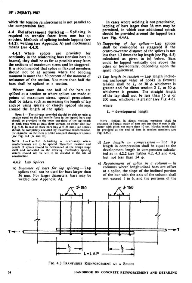 Sp 34-1987 handbook on reinforcement and detailing