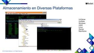 25
Almacenamiento en Diversas Plataformas
© 2014 Rocket Software, Inc. All Rights Reserved.
UniVerse
UniData
Windows
UNIX
Linux
iSeries
Mainframe
 