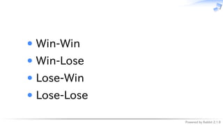 Powered by Rabbit 2.1.9
　
Win-Win
Win-Lose
Lose-Win
Lose-Lose
 