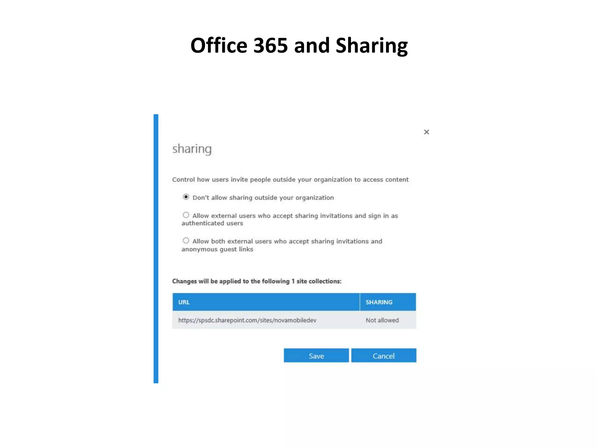 Office 365 and Sharing
 