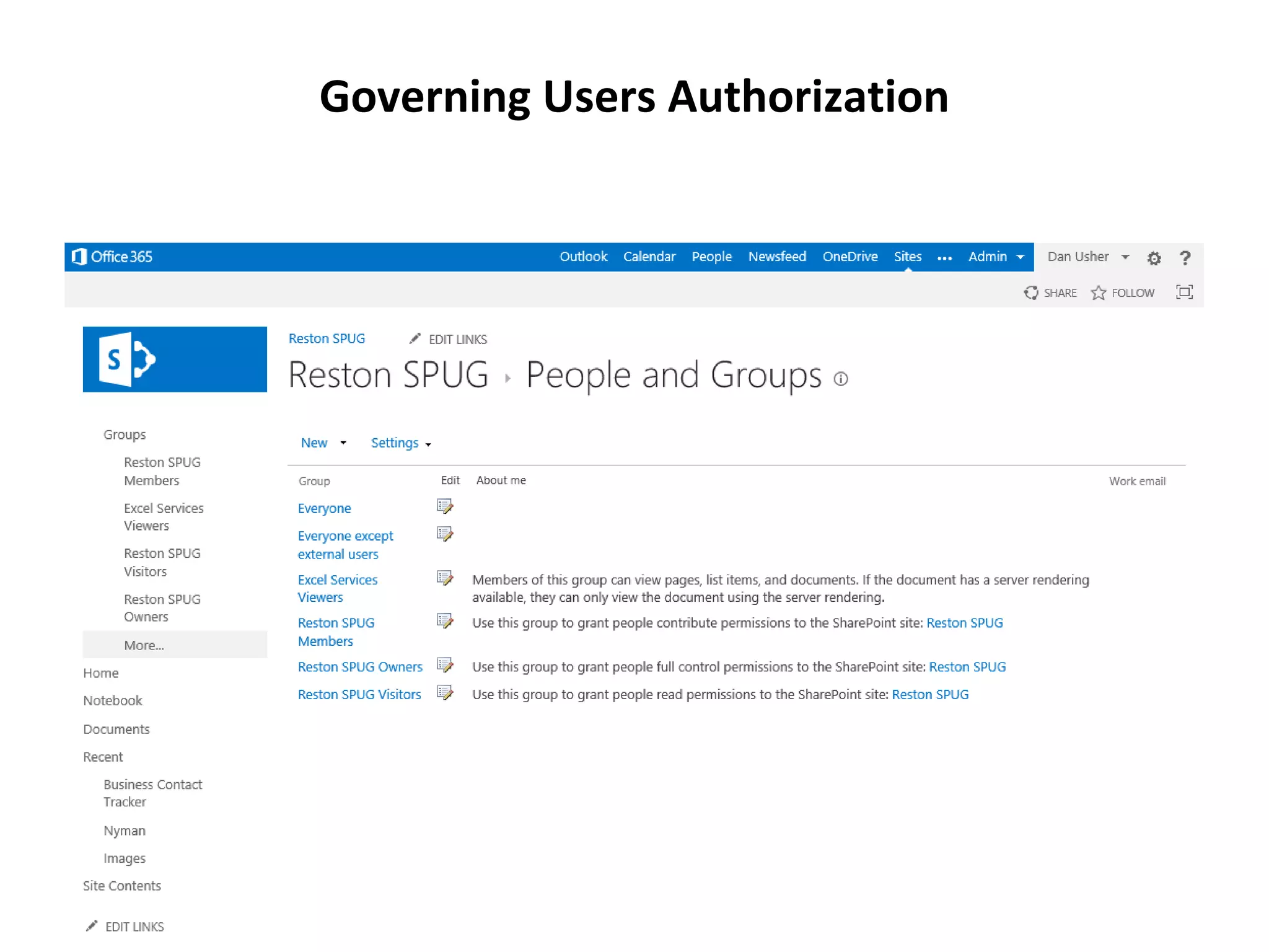 Governing Users Authorization
 
