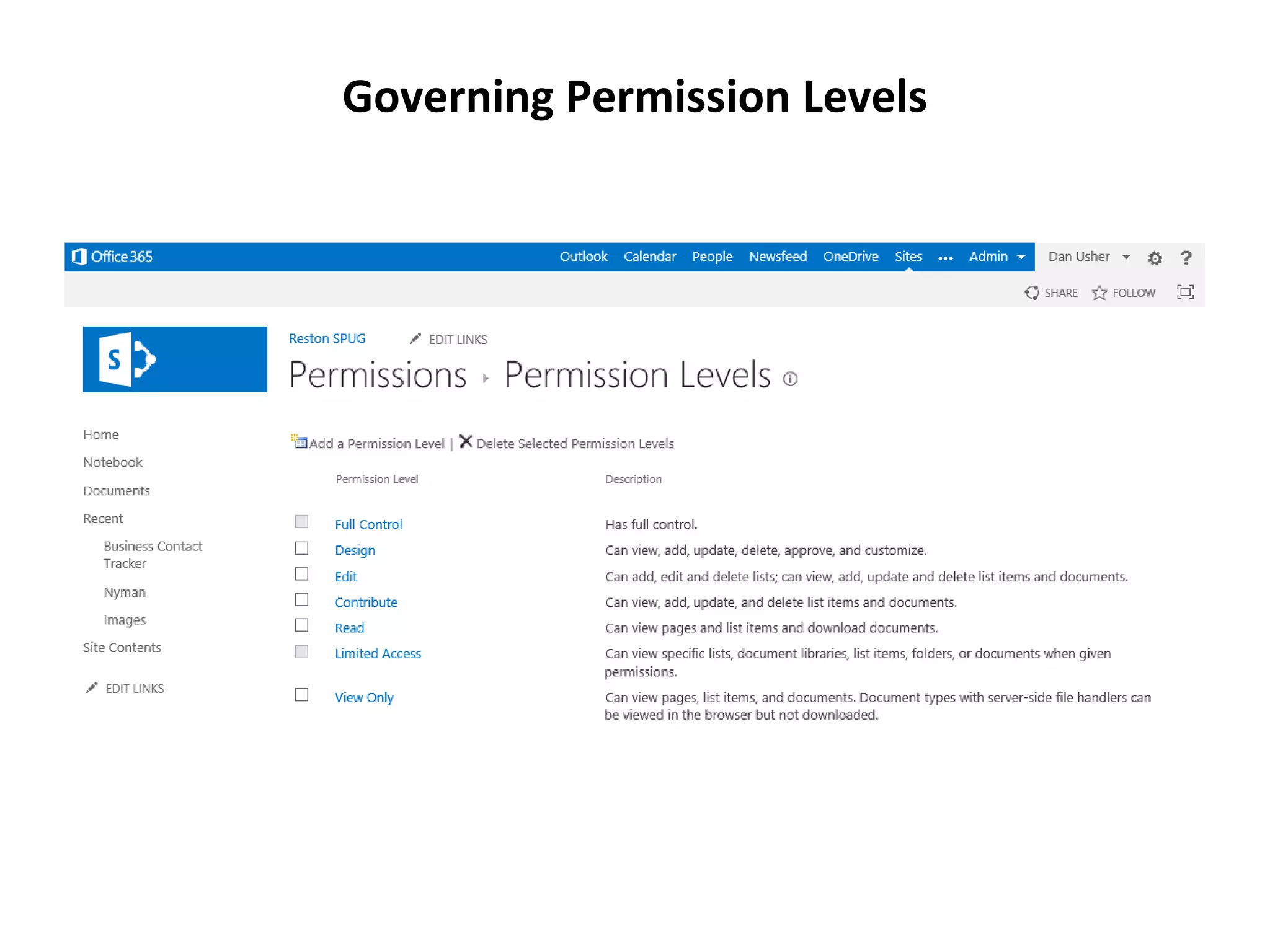 Governing Permission Levels
 