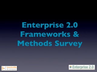 Enterprise 2.0
Frameworks &
Methods Survey
 