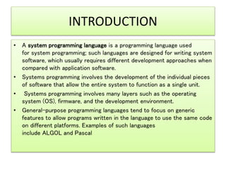 Introduction to System Programming | PPTX